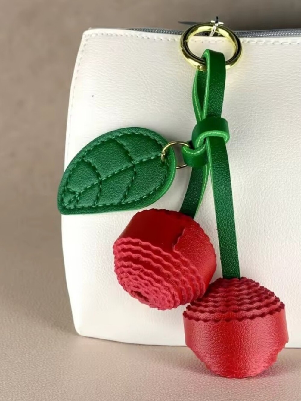 New! VeganLeather Cherry Purse Charm / Keychain #1002 NWOT